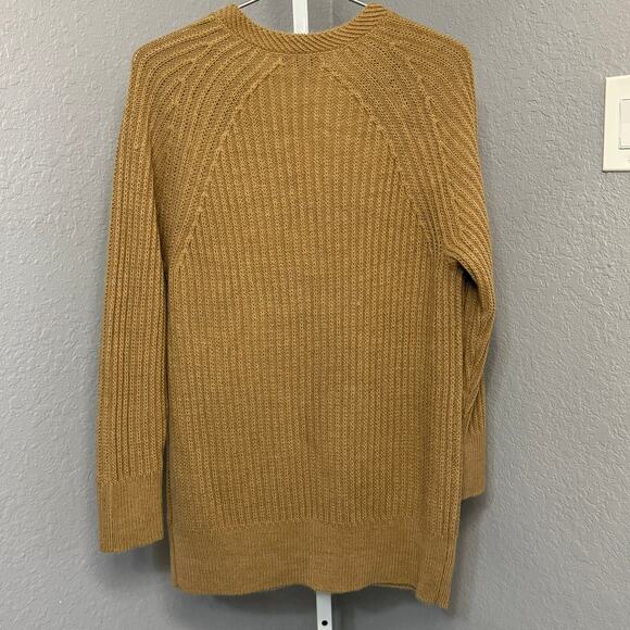 Banana Republic Cable Knit V-Neck Merino Wool Alpaca Tan Sweater Size Medium - Picture 3 of 11